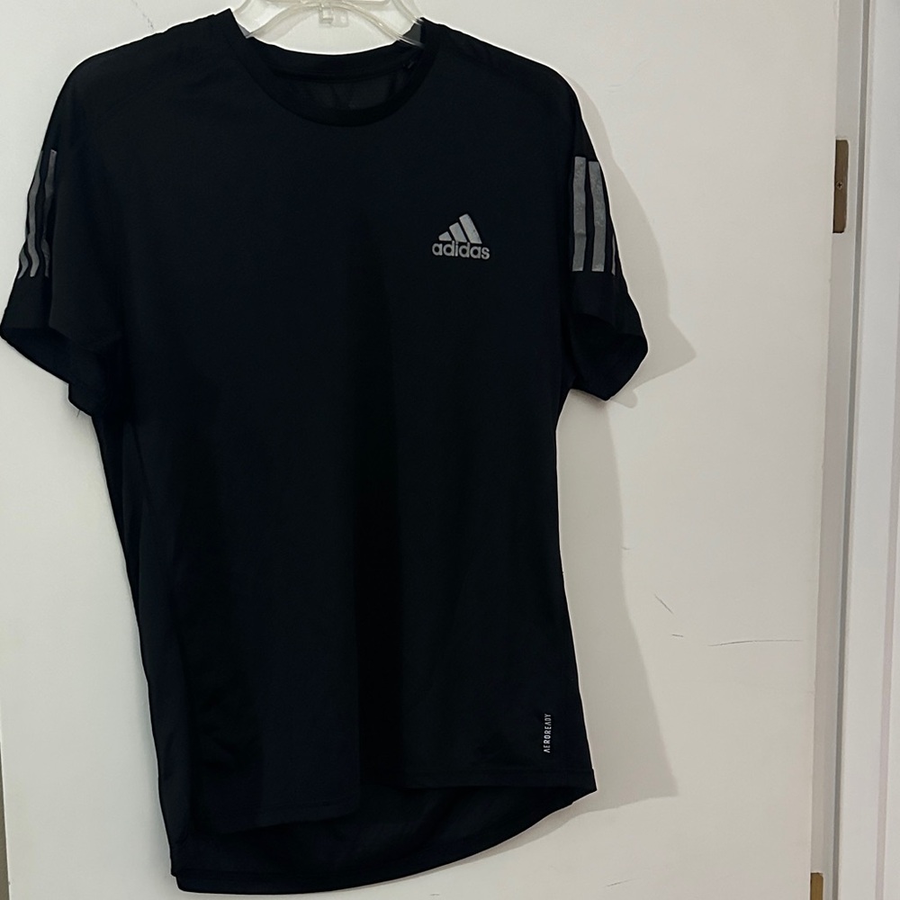 Adidas Men's Black and Gray Short Sleeve Tee